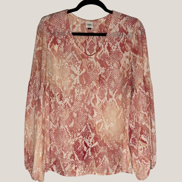 Cabi Tops - Cabi Blouse Womens Pink Bethany Snake Print Top Balloon Sleeve, Medium